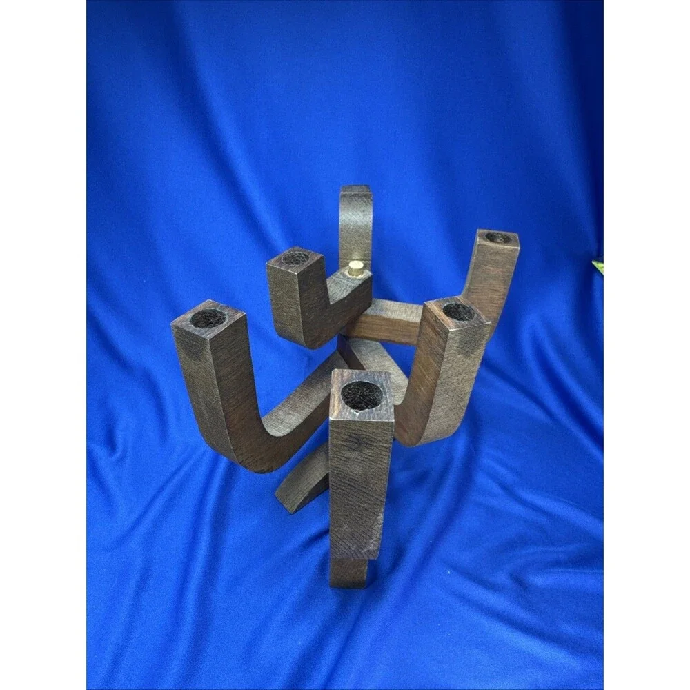 Swedish Wooden Dove Candelabra MCM Articulated Swing Arm (5) Candle Holder Taper